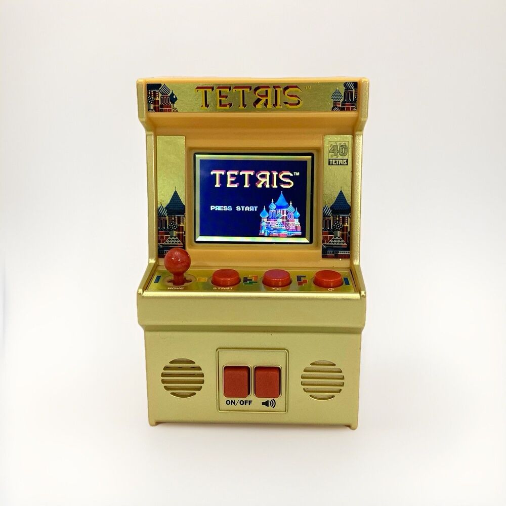 TETRIS GOLD Mini Arcade Game Classic Arcade Electronic Video Handheld Game WORKS